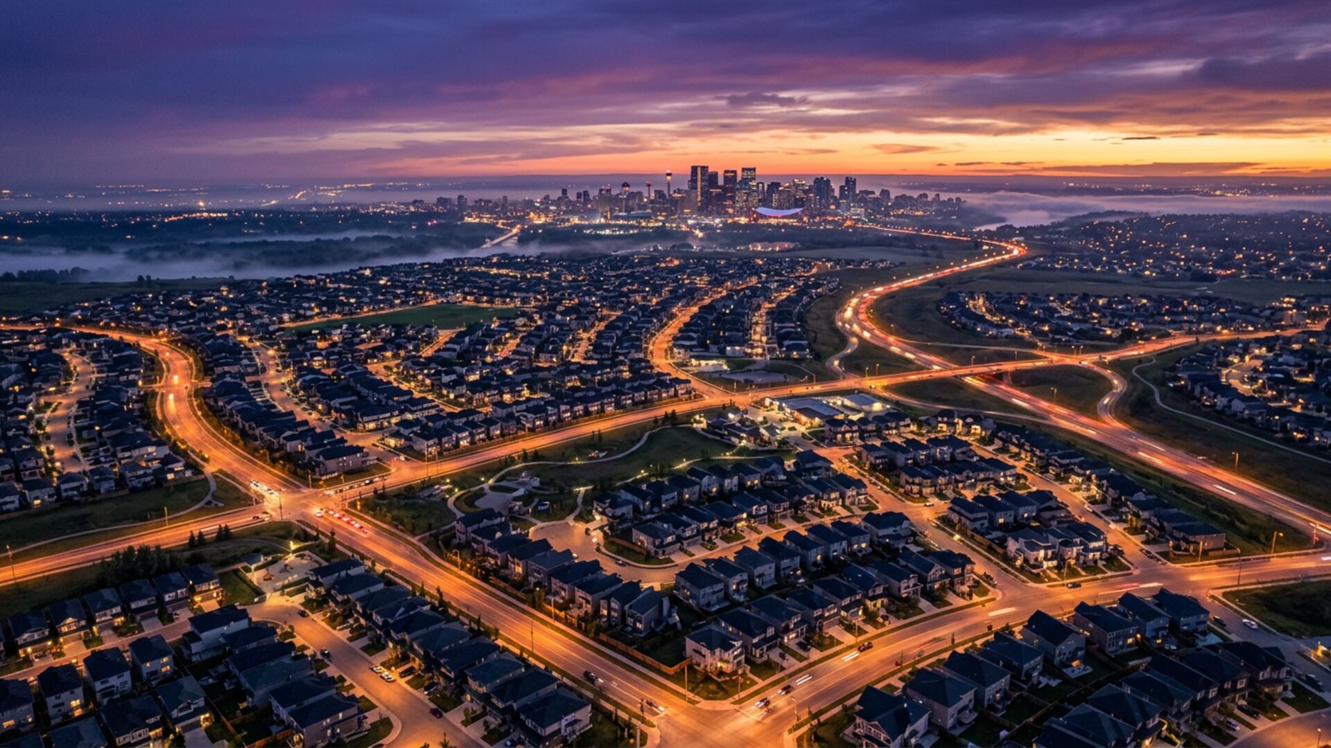 Calgary Northeast quadrant — cinematic aerial